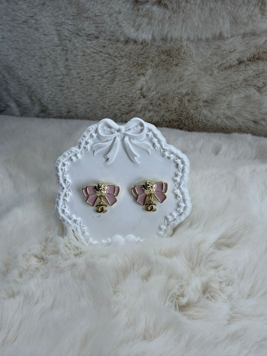 Pink Bow Earrings