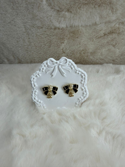 Black Bow Earrings